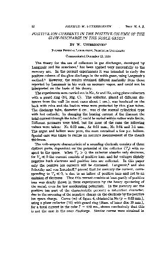 Positive ion Currents in the Positive Column of the Glow-Discharge in the Noble Gases