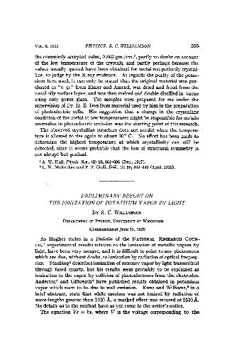 Preliminary Report on the Ionization of Potassium Vapor by Light