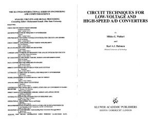 Circuit Techniques for Low-Voltage and High-Speed AD Converters