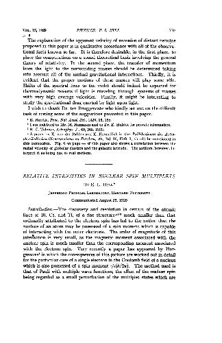 Relative Intensities in Nuclear Spin Multiplets