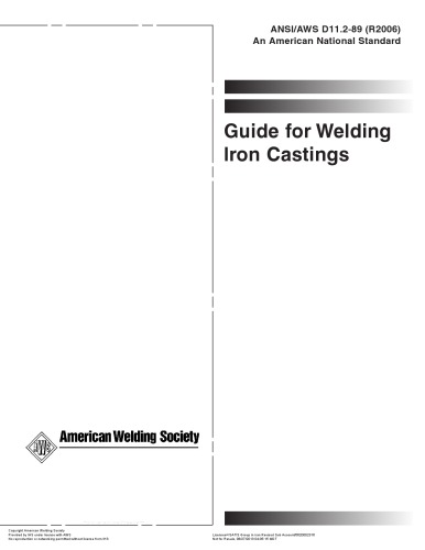 AWS D11.2-1989-R2006 Guide for  Welding Iron Castings