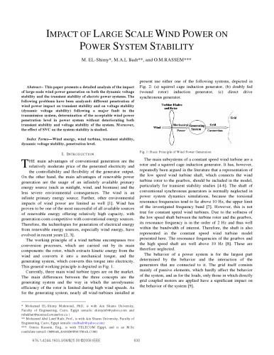 IMPACT OF LARGE SCALE WIND POWER ON  POWER SYSTEM STABILITY