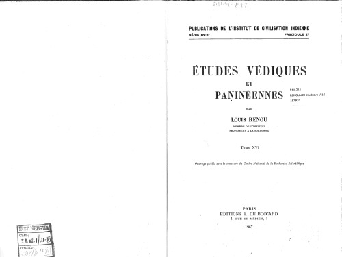 Etudes védiques et pāṇinéennes 16