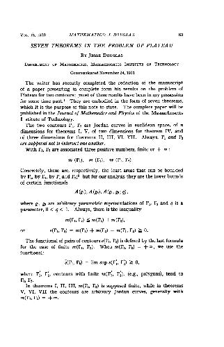 Seven Theorems in the Problem of Plateau