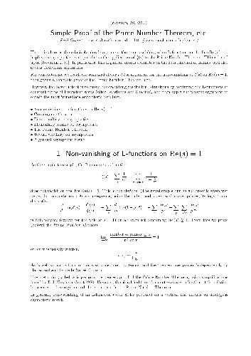 Simple Proof of the Prime Number Theorem, etc