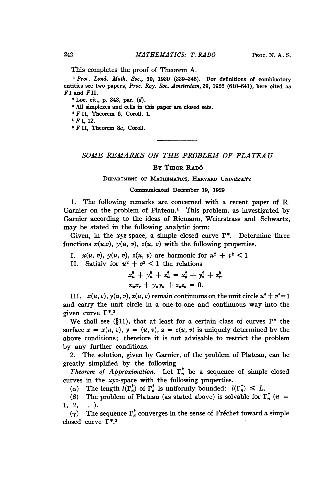 Some Remarks on the Problem of Plateau