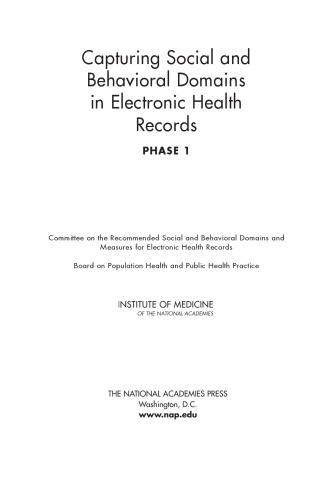 Capturing Social and Behavioral Domains in Electronic Health Records Phase I.