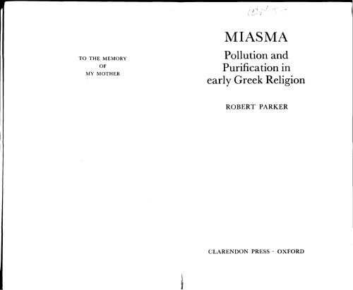 Miasma: Pollution and Purification in Early Greek Religion