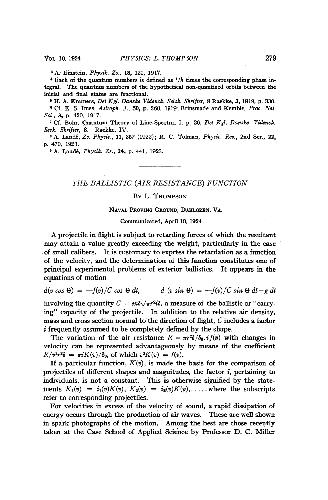 The Ballistic (Air Resistance) Function