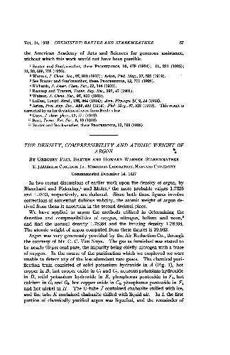 The Density, Compressibility and Atomic Weight of Argon