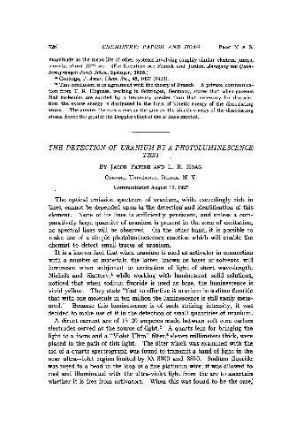 The Detection of Uranium by a Photoluminescence Test