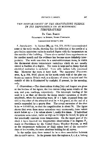 The Displacement of the Gravitating Needle in its Dependence on Atmospheric Temperatures