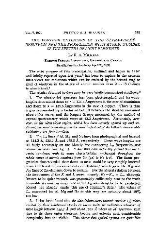 The Further Extension of the Ultra-violet Spectrum and the Progression with Atomic Number of the Spectra of Light Elements