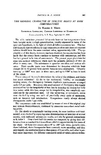 The General Character of Specific Heats at High Temperatures