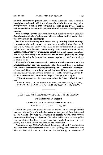 The Heat of Combustion of Methyl Alcohol