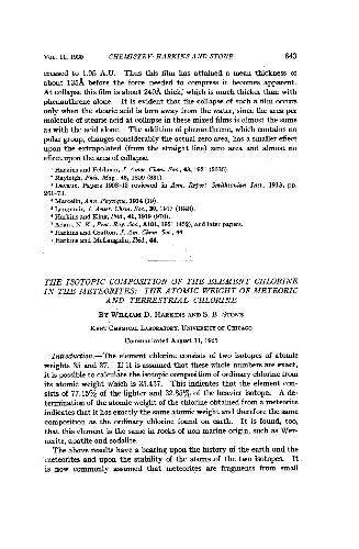 The Isotopic Composition of the Element Chlorine in the Meteorites The Atomic Weight of Meteoric and Terrestrial Chlorine