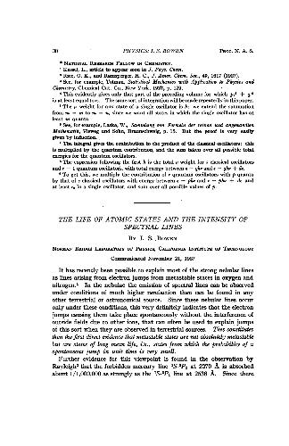 The Life of Atomic States and the Intensity of Spectral Lines