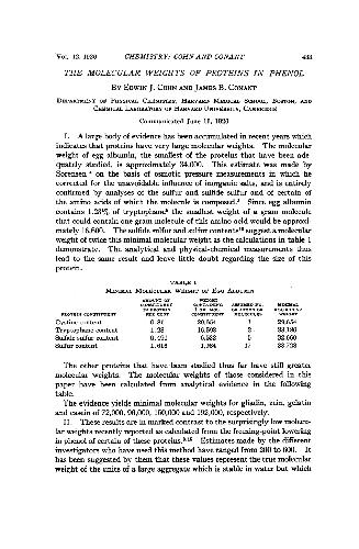 The Molecular Weights of Proteins in Phenol