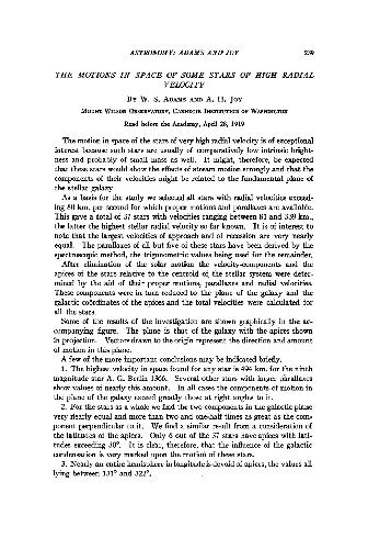 The Motions in Space of Some Stars of High Radial Velocity