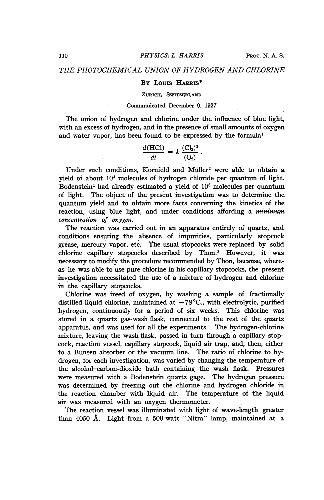 The Photochemical Union of Hydrogen and Chlorine