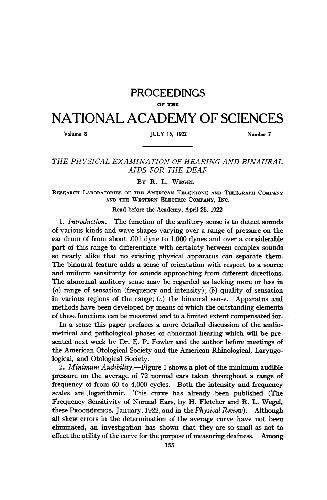 The Physical Examination of Hearing and Binaural Aids for the Deaf