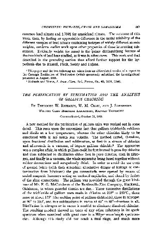 The Purification by Sublimation and the Analysis of Gallium Chloride