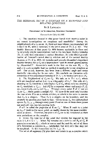 The Residual Set of a Complex on a Manifold and Related Questions