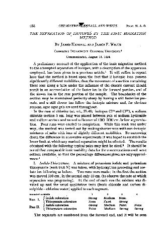 The Separation of Isotopes by the Ionic Migration Method