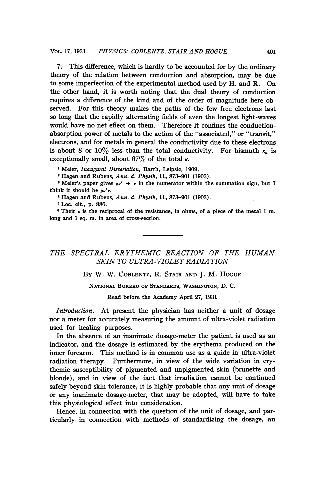 The Spectral Erythemic Reaction of the Human Skin to Ultra-Violet Radiation