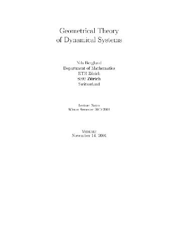 Geometrical theory of dynamical systems