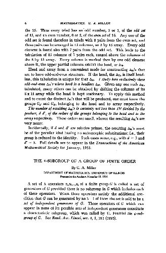 The Subgroup of a Group of Finite Order