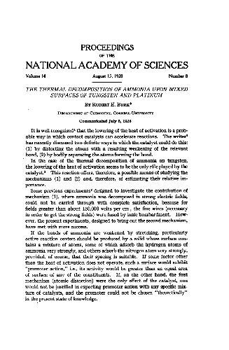 The Thermal Decomposition of Ammonia upon Mixed Surfaces of Tungsten and Platinum