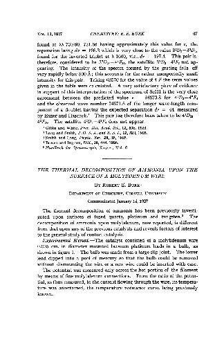 The Thermal Decomposition of Ammonia upon the Surface of a Molybdenum Wire