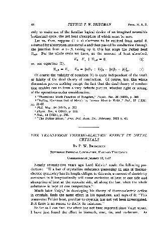 The Transverse Thermo-Electric Effect in Metal Crystals