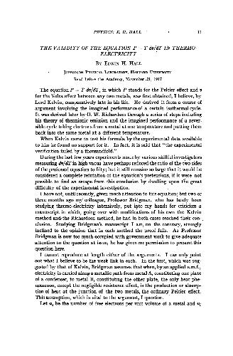 The Validity of the Equation P = Tdv/dT in Thermo-Electricity