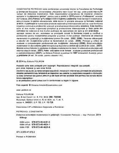 Didactica activitatilor matematice in gradinita