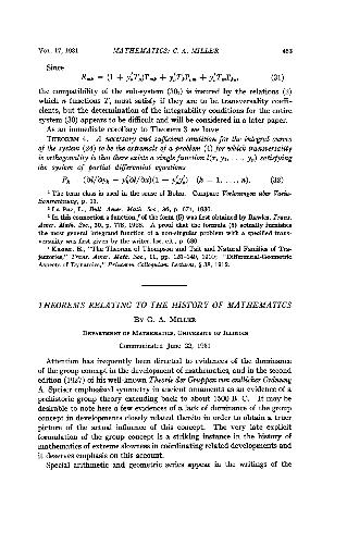 Theorems Relating to the History of Mathematics