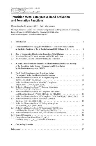 Theoretical Aspects Of Transition Metal Catalysis