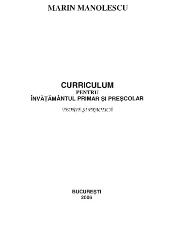 Curriculum pentru inv. primar si prescolar. Teorie si practica