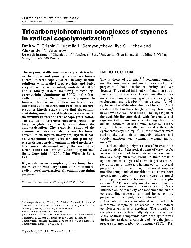 Tricarbonylchromium complexes of styrenes in radical copolymerization