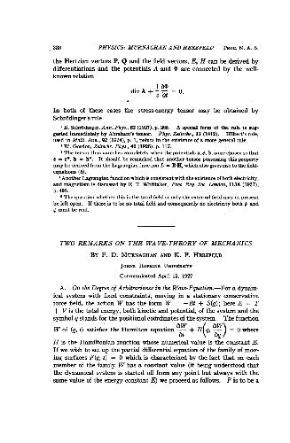 Two Remarks on the Wave-Theory of Mechanics