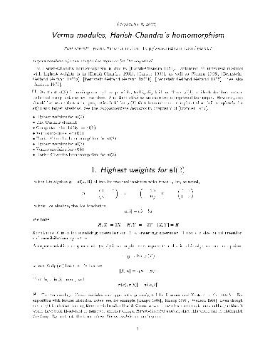 Verma modules, Harish-Chandra’s homomorphism