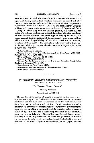 Wave Mechanics and the Normal State of the Hydrogen Molecule