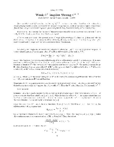 Weak C^k implies Strong C^(k-1)