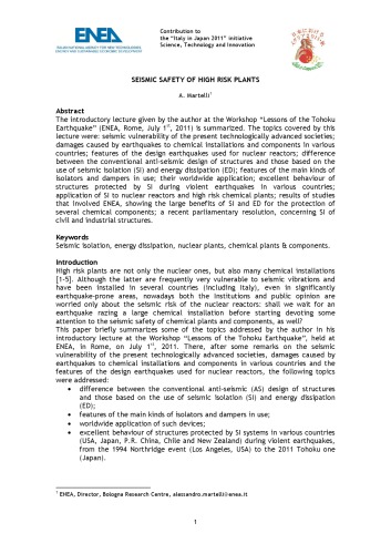 2011_ Martelli_ Seismix safety of high risk plants