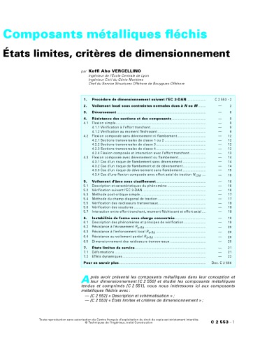 C 2553 Composants metalliques flechis