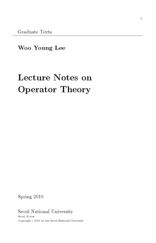 Lecture notes on operator theory