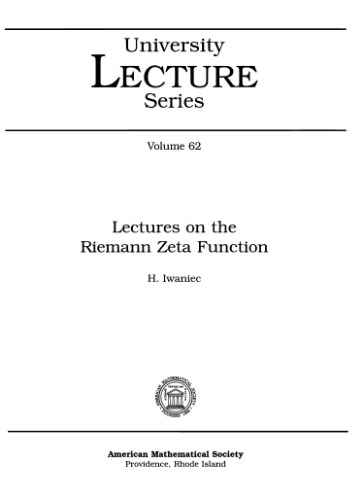 Lectures on the Riemann zeta function