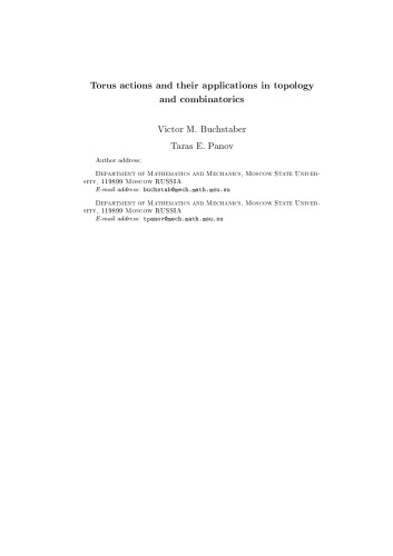 Torus actions and their applications in topology and combinatorics