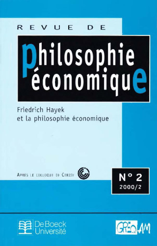 Philosophie economique : Hayek et la philosophie economique